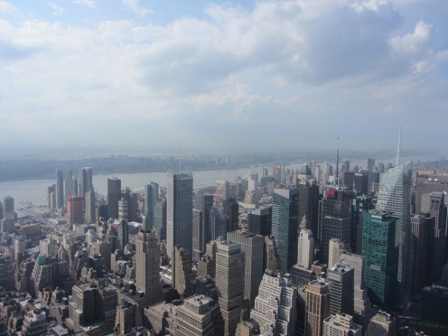 View overlooking Manahattan from the Empire State Building observation deck on the 86th floor